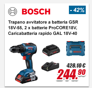 Bosch Trapano avvitatore a batteria GSR 18V-55, 2 x batterie ProCORE18V, Caricabatteria rapido GAL 18V-40