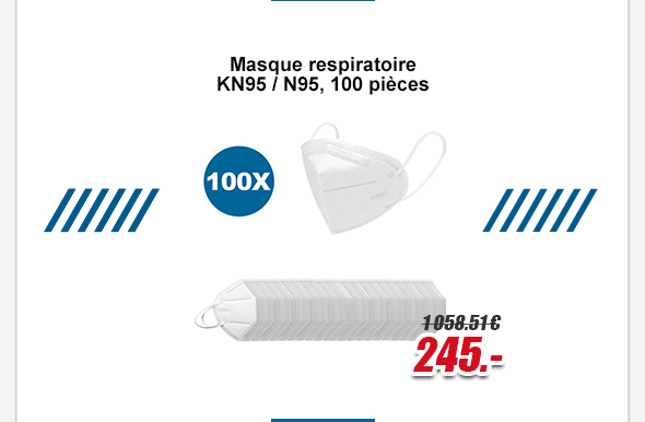 Masque respiratoire KN95 / N95, 100 pièces