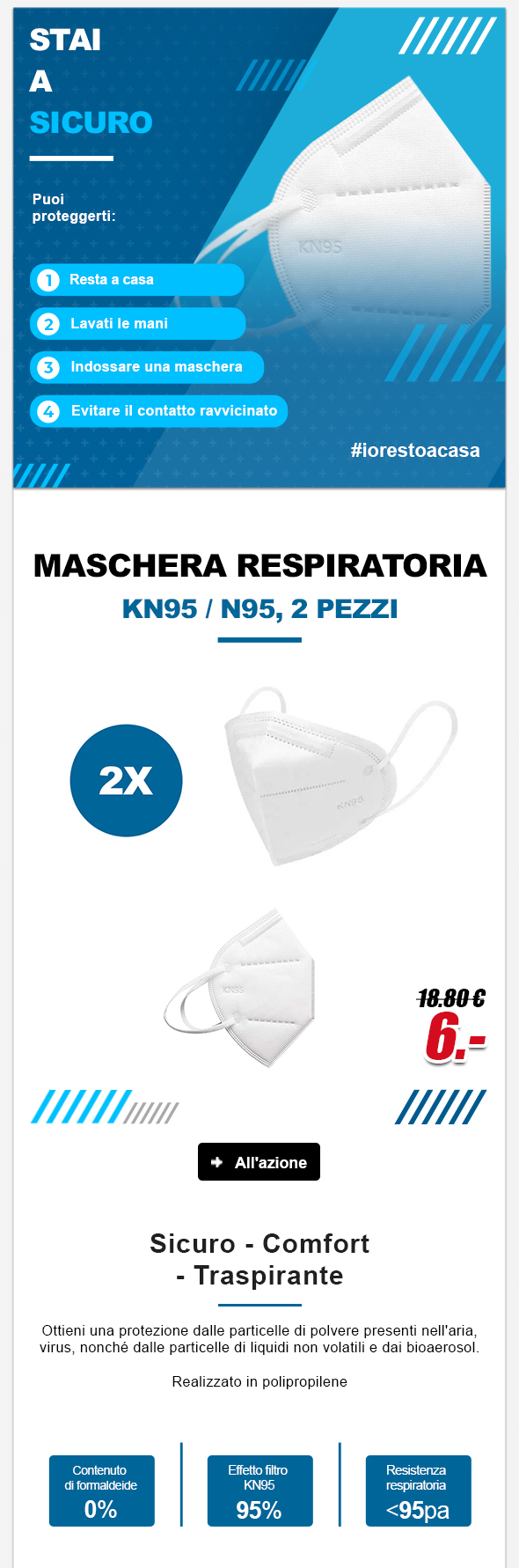Maschera respiratoria KN95 / N95, 2 pezzi