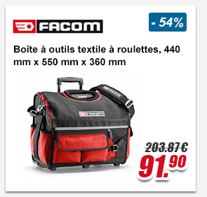 Facom Boîte à outils textile à roulettes, 440 mm x 550 mm x 360 mm