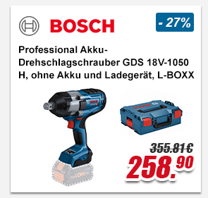 Bosch Professional Akku-Drehschlagschrauber GDS 18V-1050 H mit L-BOXX, 1/1 L-BOXX-Einlage
