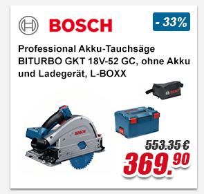 Bosch Professional Akku-Tauchs&auml;ge BITURBO GKT 18V-52 GC, ohne Akku und Ladeger&auml;t, in L-BOXX